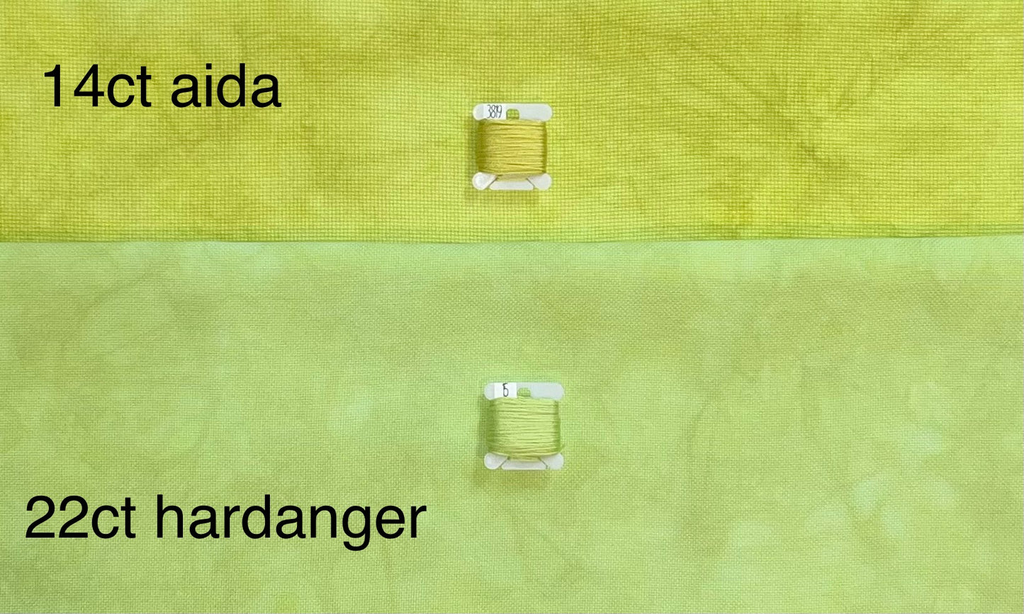 22ct hardanger misfit - Fat Quarter - Lady's Mantle - dye spots