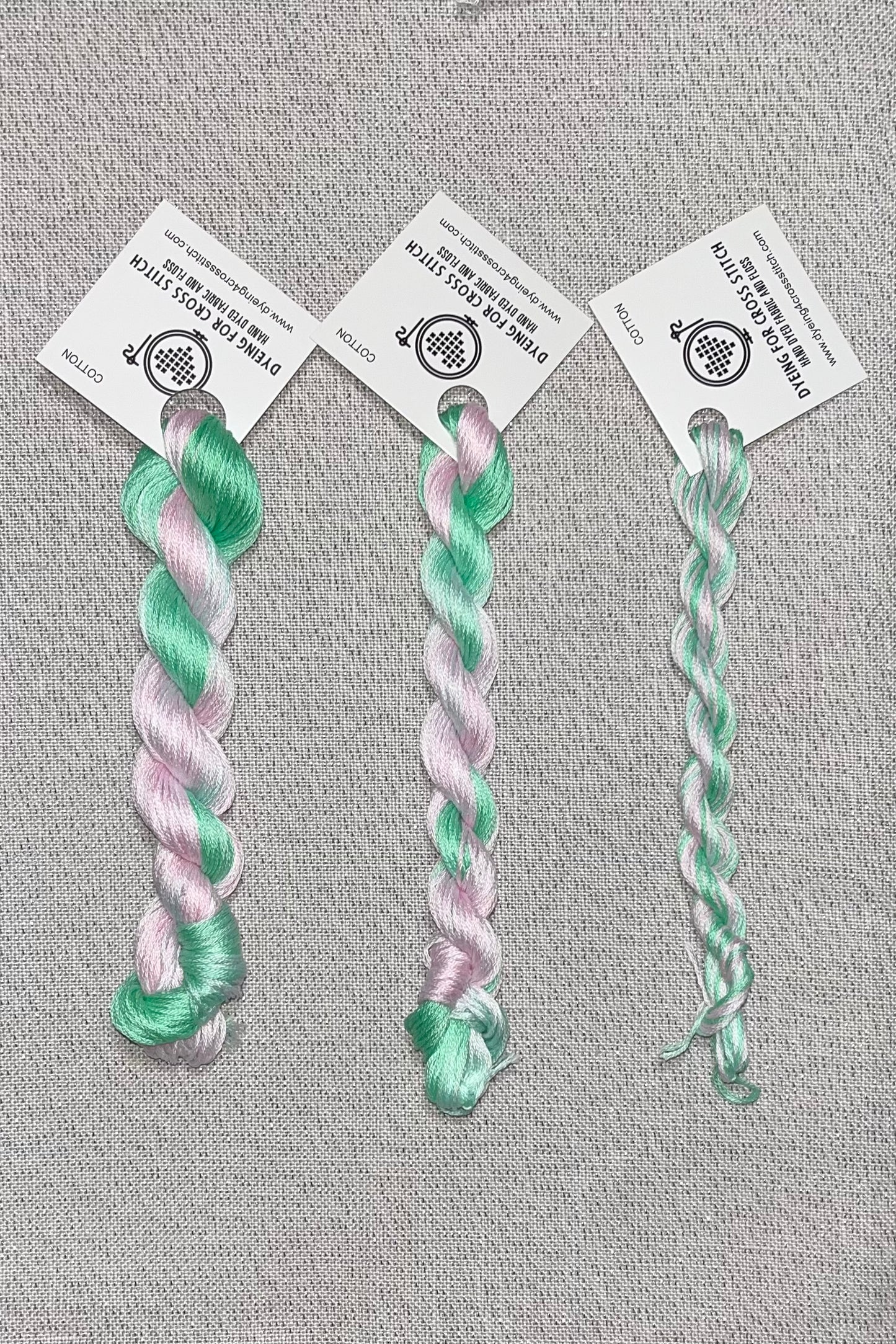 Cotton hand dyed floss - Pink & Green SOLO