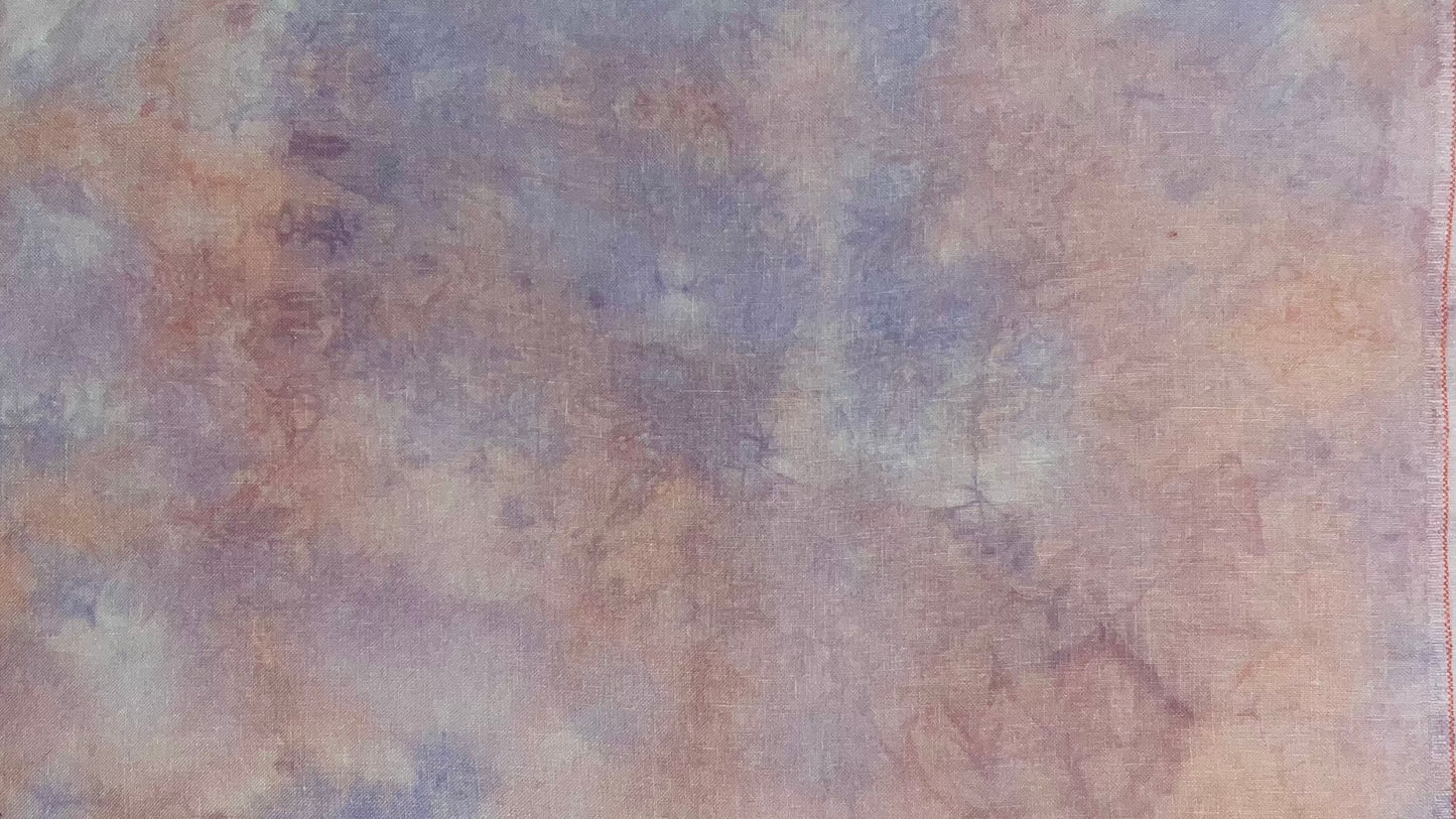 28ct linen misfit - Fat Quarter - Purple, Peach, & Pink - dye spot