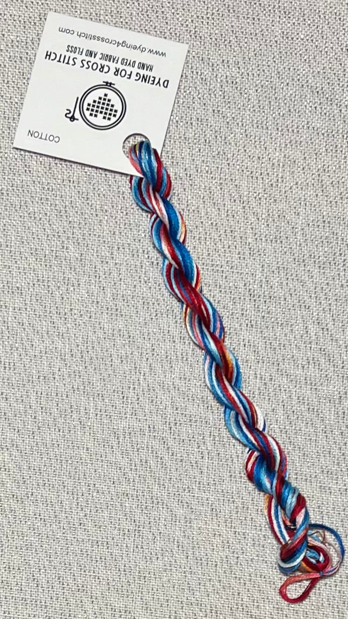Cotton hand dyed floss - Ice Dyed - Solo 17 - RW&B '25