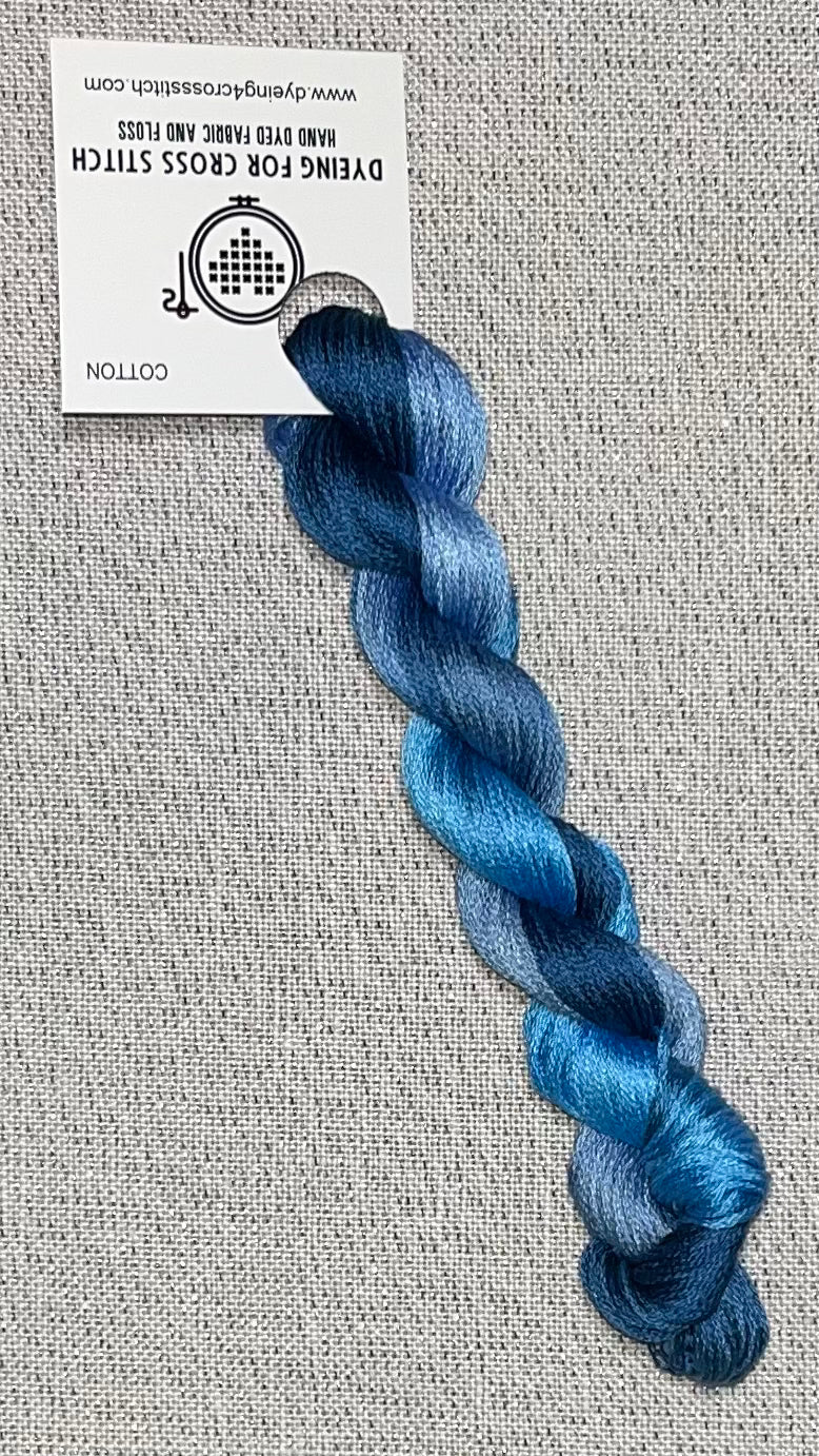 Cotton hand dyed floss - Out of the Blue