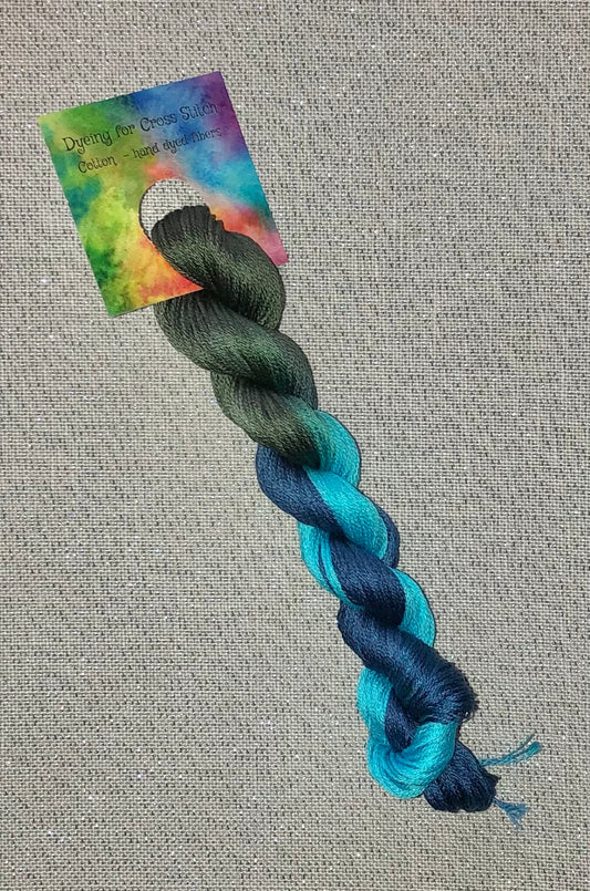 Cotton hand dyed floss - Sea Serpent - Dyeing for Cross Stitch