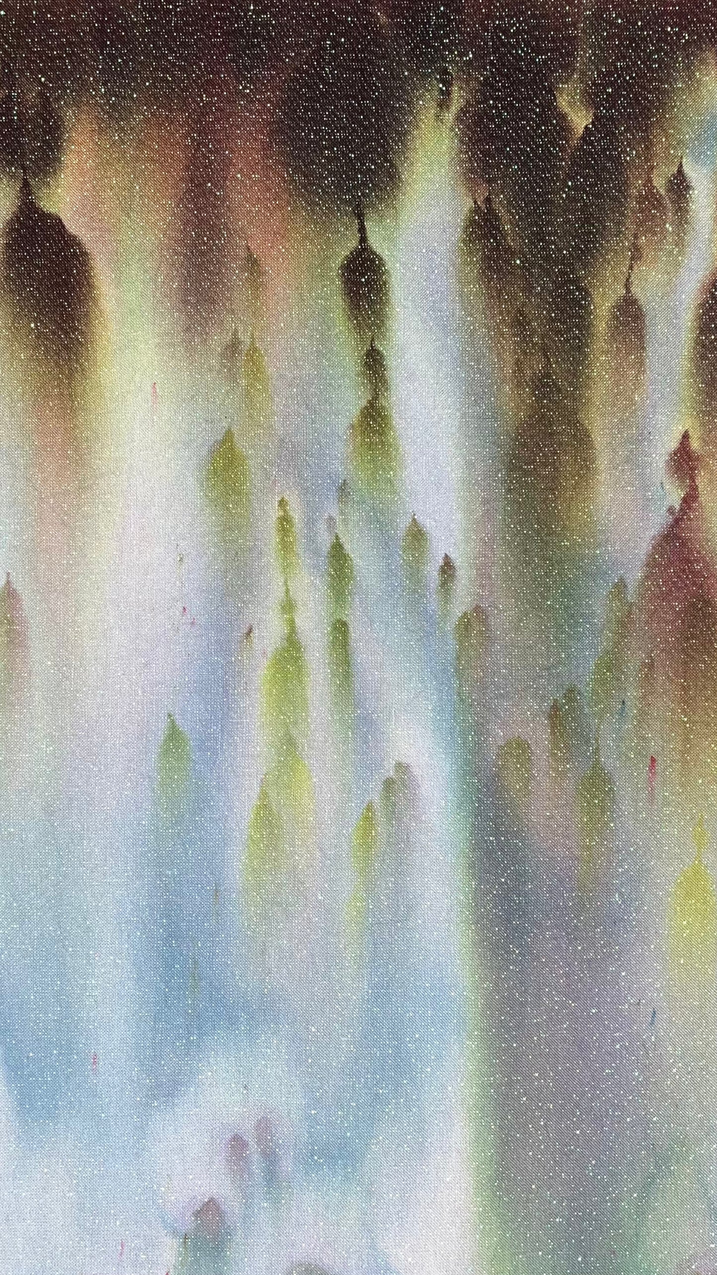 32ct linen opal - 18x27 - Ice Dyed - Browns & Greens