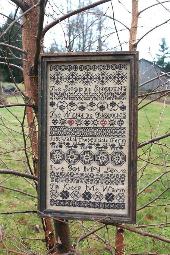 I've Got My Love to Keep Me Warm - Heartstring Samplery - Dyeing for Cross Stitch