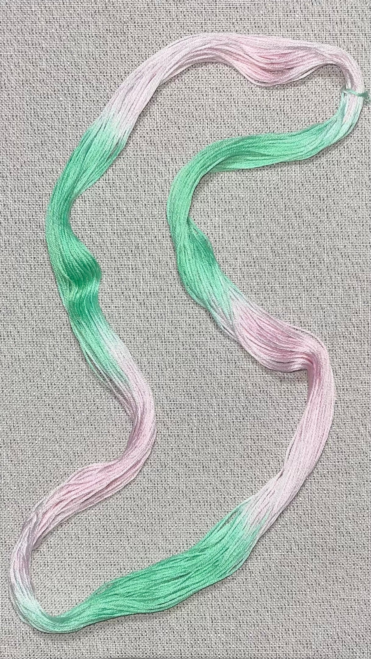 Cotton hand dyed floss - Pink & Green SOLO