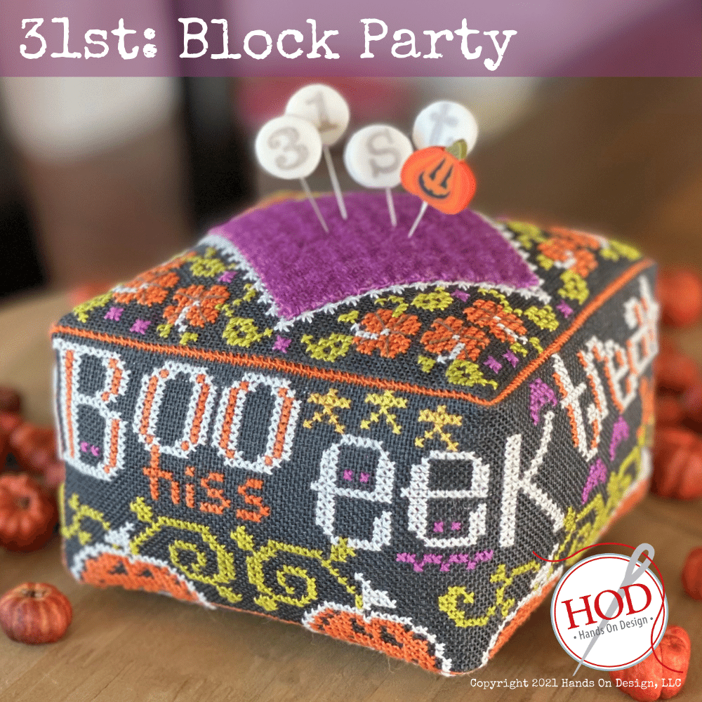 31st Block Party pattern & Jack's Night Out pin set - Hands on Design - Dyeing for Cross Stitch