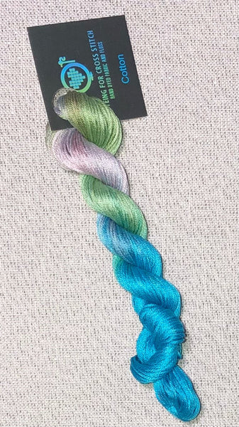 Cotton hand dyed floss - Blue, Green, & Pink SOLO - Dyeing for Cross Stitch