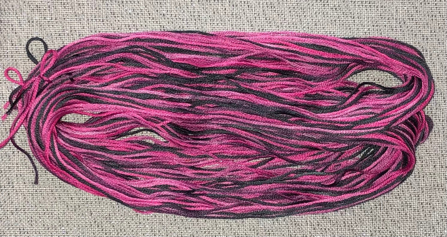 Cotton hand dyed floss - Pink Zebra - Dyeing for Cross Stitch