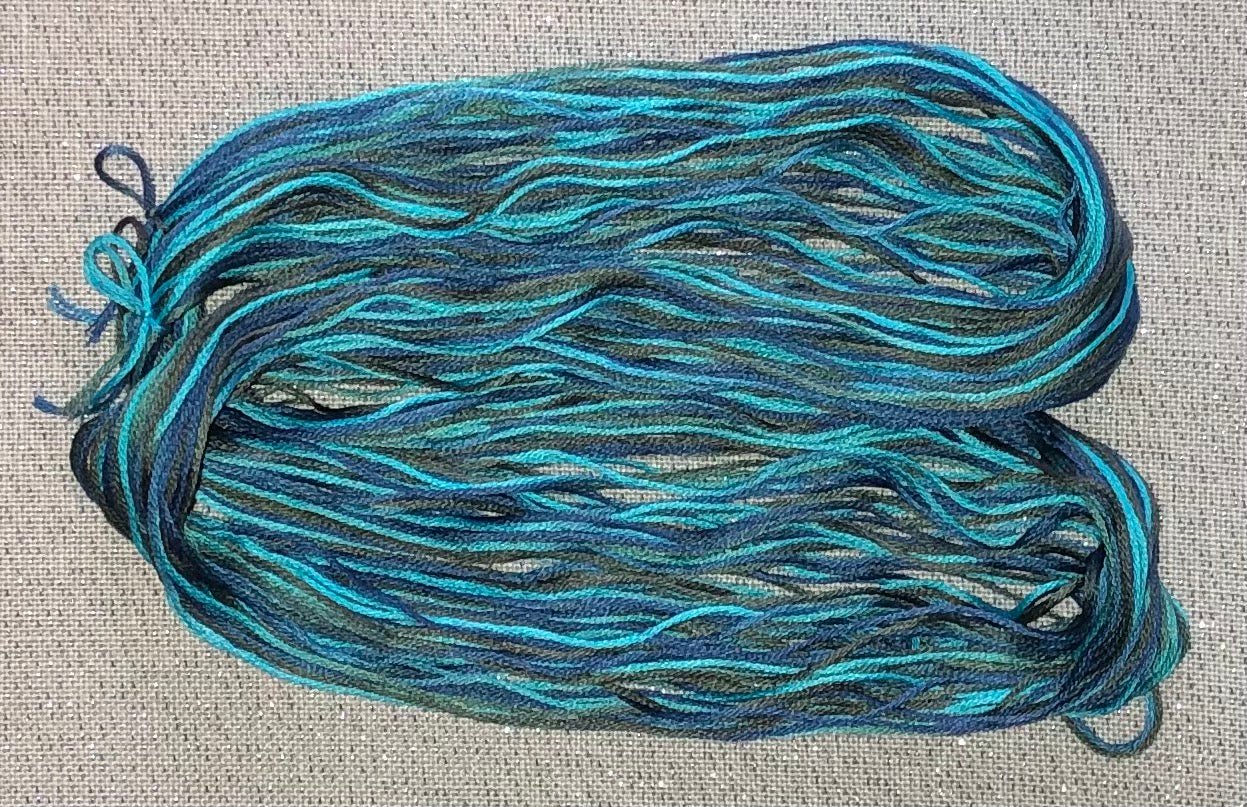 Cotton hand dyed floss - Sea Serpent - Dyeing for Cross Stitch