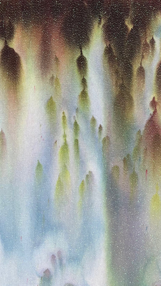 32ct linen opal - 18x27 - Ice Dyed - Browns & Greens