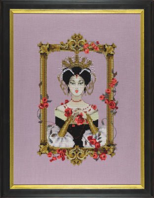 Mirabilia Designs - MD 184 - Portrait Queen pattern & embellishment pack - Dyeing for Cross Stitch