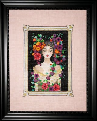 Mirabilia Designs - MD 186 - Camille in Bloom pattern & embellishment pack - Dyeing for Cross Stitch