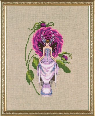 Nora Corbett - Leafy Cabbage Rose Rose Couture NC300 - pattern & embellishment pack - Dyeing for Cross Stitch