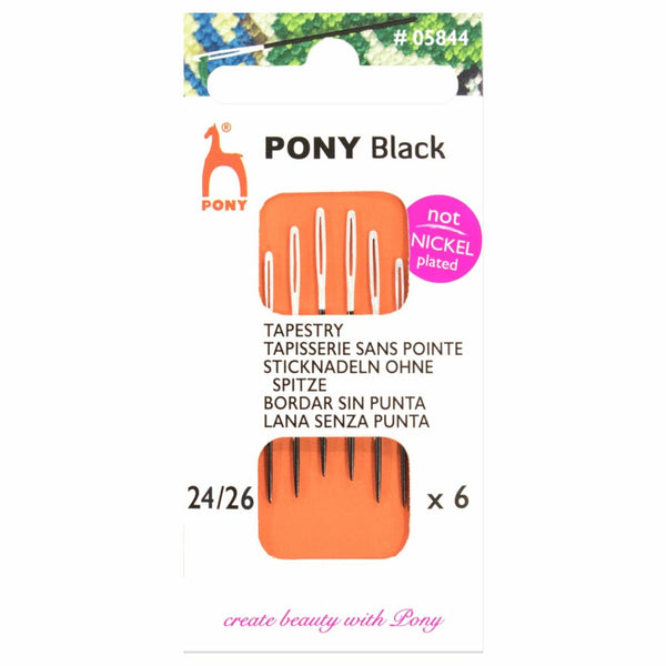 Pony Black Hypoallergenic Tapestry Needles with White Eye - Dyeing for Cross Stitch