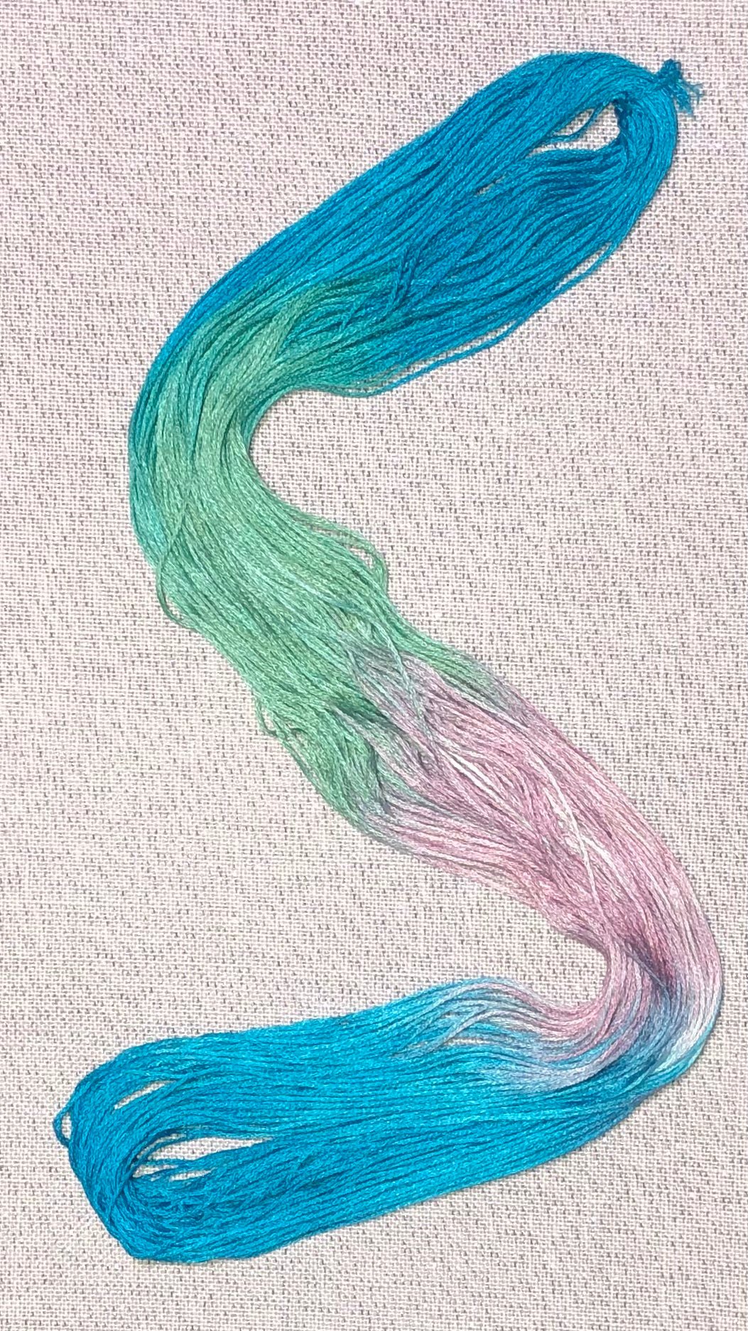 Silk hand dyed floss - Blue, Green, & Pink - Dyeing for Cross Stitch