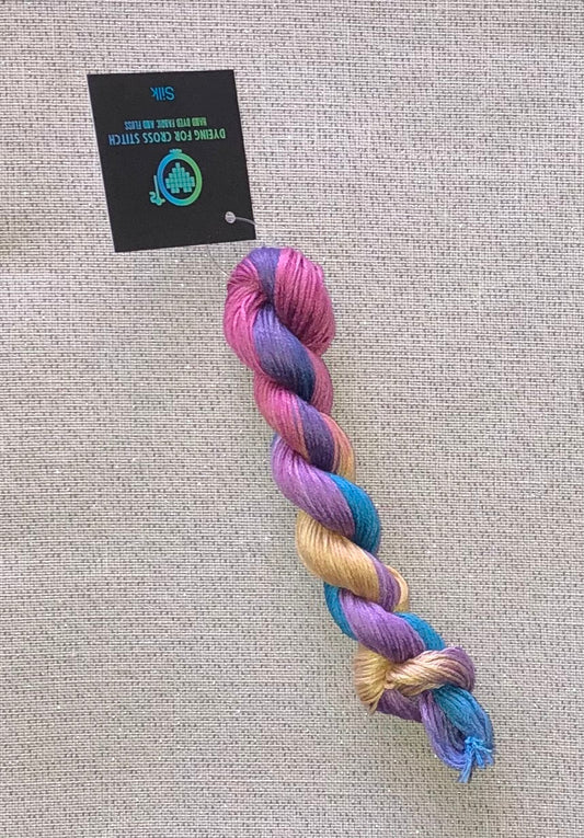 Silk hand dyed floss - Oil Slick - Dyeing for Cross Stitch